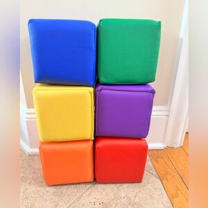 NWOT Colorful Traditional Color Foam Blocks Set Kid Toddlers 6 PIECES 5.5in Cube